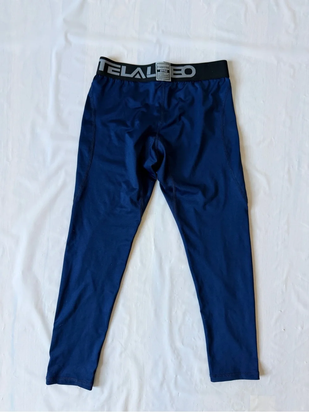 TELALEO Boys Youth Compression Pants base layer 2 pack Navy Blue and Gray size M